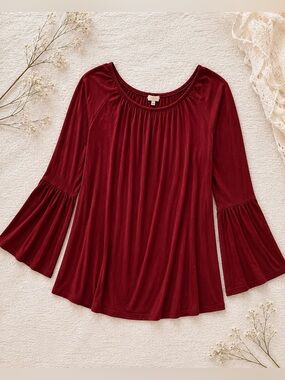 Urban Outfitters Ecote Garnet Flowy Tunic | Bell Sleeve Boho Top